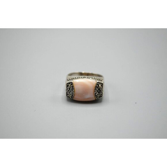 Light Pink Stone Cocktail Ring Ornate Size 9 Thailand 925 Sterling Silver 8.07g - Picture 2 of 8